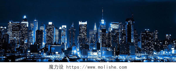 现代建筑夜景网页banner